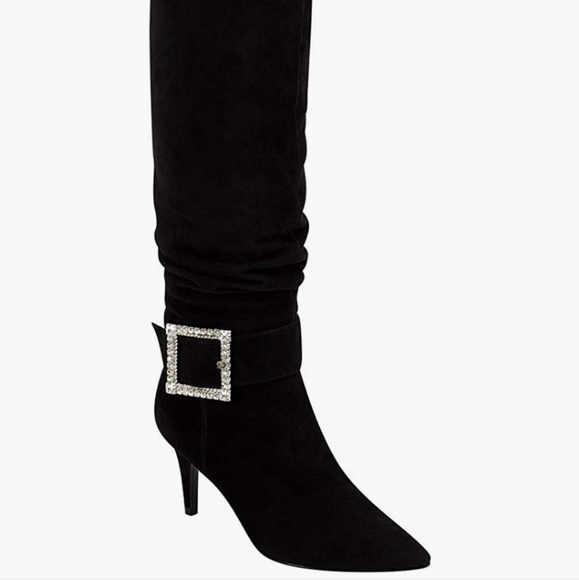 NEW Marc Fisher Gresha Slouchy Crystal Embellished Boots - Picture 1 of 8